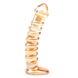 Glass Dildo Golden Color Textured